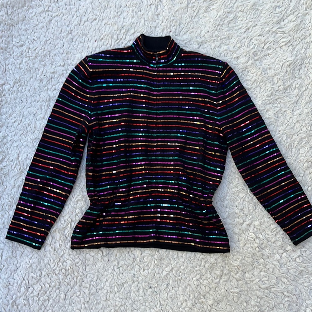 St John by Marie Gray multicolored sequin peplum sweater